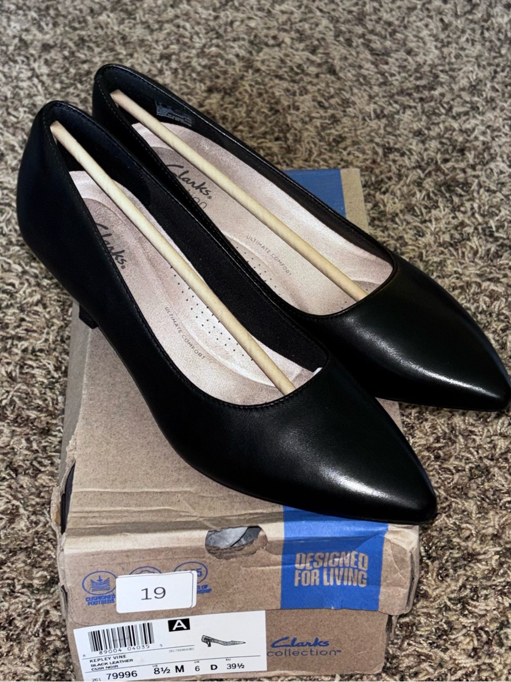 Clarks Kepley Vine Women's Collection Leather Black Size 8.5 Retail $110.00 New